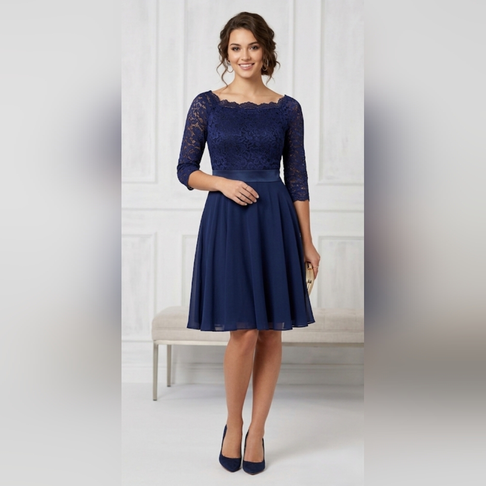 ✨NWT MissMNY Navy Blue Lace Semi-Formal Midi Dress - Size US XL ✨